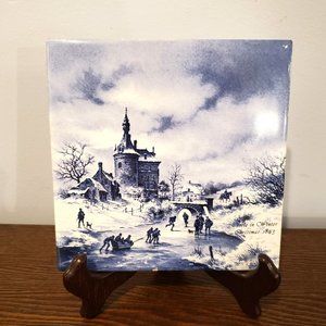 Royal Mosa Holland Christmas 1843 Castle In Winter Decorative Tile 6” X 6” READ
